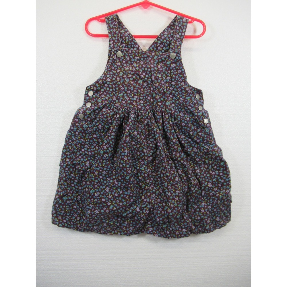 Vintage 90s Gymboree Corduroy Jumper Dress Girls M 3-4 Years Floral
